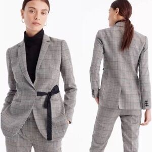 J.Crew Plaid Satin Tie Front Blazer